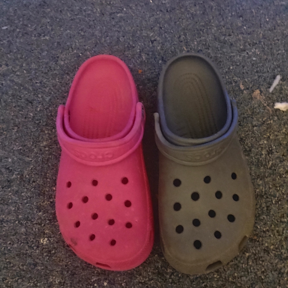 CROCS Pink and Black Sandals with Signature Ventilation